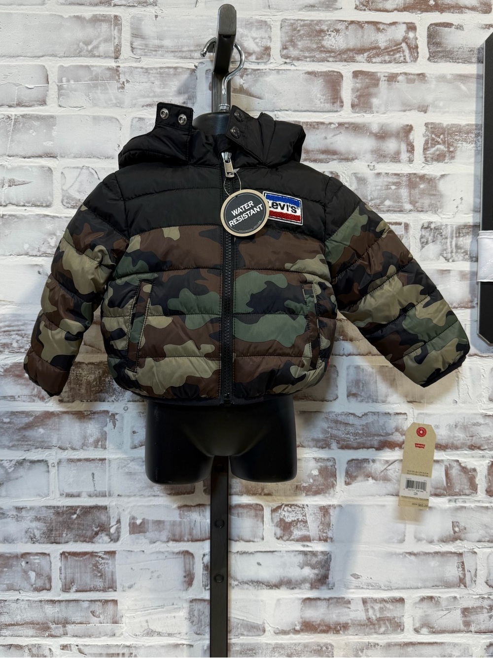 Levi's Kids Camo Puffer Jacket - Black, Green & Brown